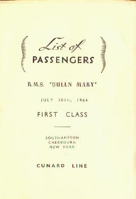 Queen Mary Passenger List