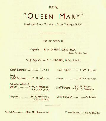 Queen Mary Passenger List